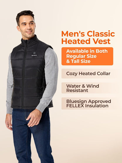 Men'S Lightweight Heated Vest with Battery Pack (Charger Not Included)