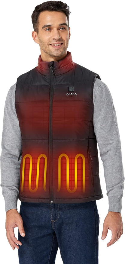 Men'S Lightweight Heated Vest with Battery Pack (Charger Not Included)